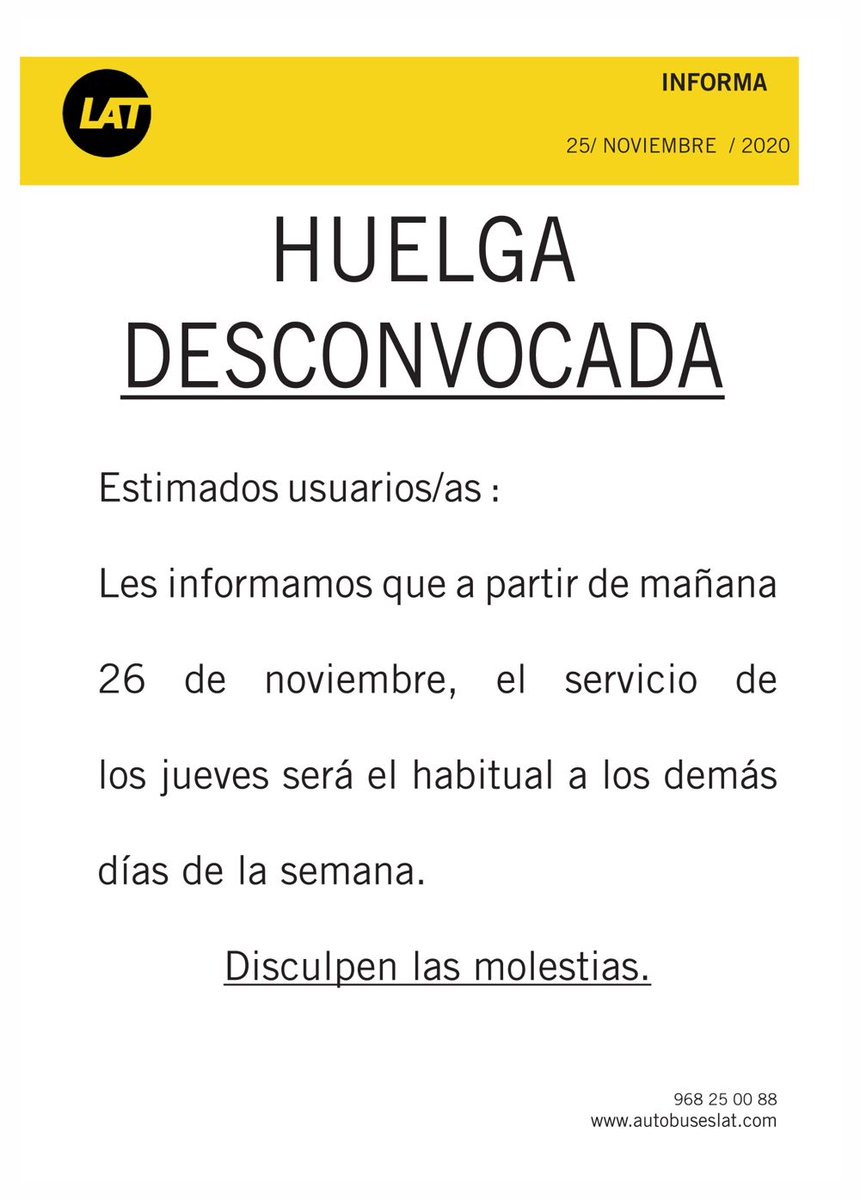 📢📢#Aviso #AutobusesLAT
Huelga desconvocada.👇