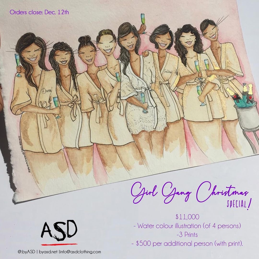Collection_Moda's tweet photo. There’s no living without our girls ♥️ Celebrate your Girl Gang this Christmas 🎄 ⁣
⁣
#Repost @by.asd ⁣
・・・⁣
The perfect gift 🎁 Get you &amp; your friends illustrated with our Girl Gang Special! $11,000 jmd gets you a custom illustration of you and 3 friends, plus 3 prints - https://t.co/UGi99xEG7A