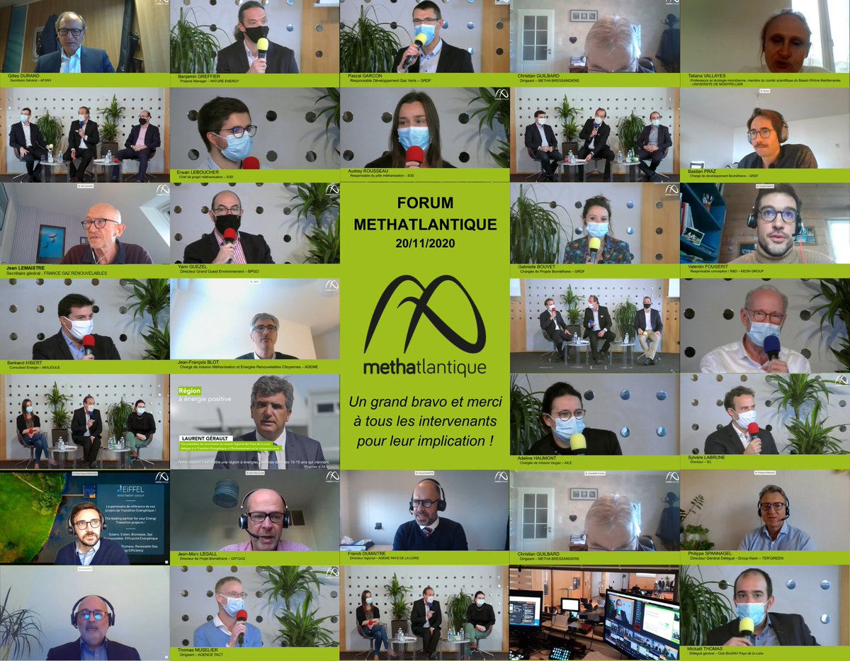 Le Forum Methatlantique, vous l'avez suivi en ligne, mais c'est avant tout des humains qui vous ont apporté des éclairages techniques, stratégiques et politiques sur la #methanisation et le #biomethane au travers des 7 conférences. Un GRAND MERCI à ces experts! #InBiogasWeTrust