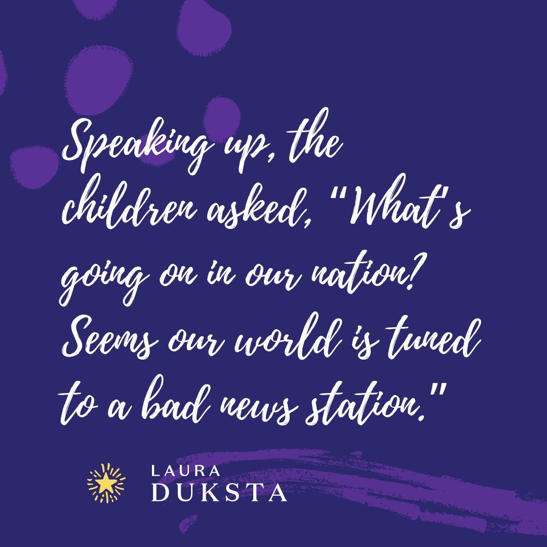 LauraDuksta's tweet photo. Here's a sneak peek of our new #book! 

Speaking up, the children asked, “What’s going on in our nation? Seems our world is tuned to a bad news station.”
Have we forgotten how simple it can be? The world works when I love you, and you love me. https://t.co/TWFQTlFVjX