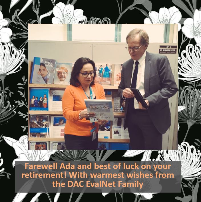 OECD_EVALNET's tweet photo. Taking a moment today to join with colleagues from across the international evaluation community to thank and celebrate Ada Ocampo🎈🎉🥳🍾💃🏽@adaoc20 @UNICEF Evaluation Unit! A pillar of evaluation is retiring! @EVALSDGs @IdeasYee @UN_Evaluation @noradevaluering https://t.co/PbzcPrG59u