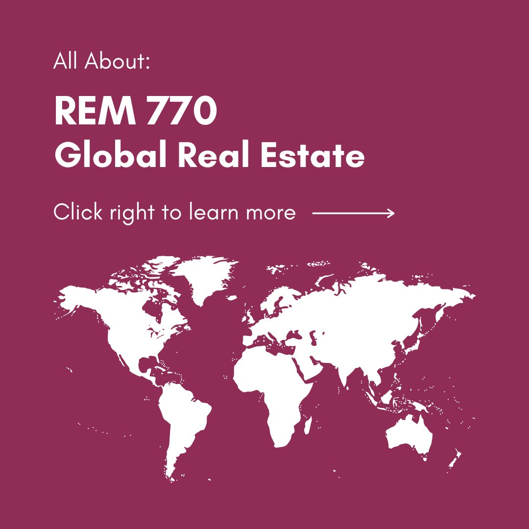 remtorontomet's tweet photo. In REM 770 - Global Real Estate, we will examine real estate markets in various world regions including Europe, North America, Africa and the Asia-Pacific region. 

For more information, email Laura Wills, lwills@ryerson.ca. https://t.co/jSGKIkA6Yr