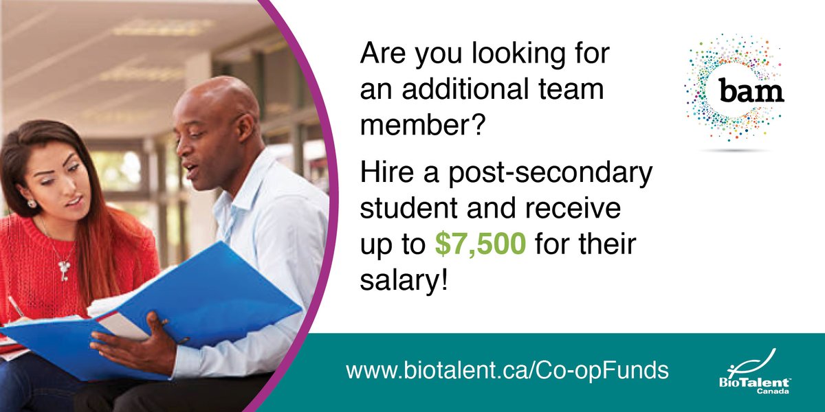 BioscienceMB's tweet photo. Are you in the healthcare & bioscience industries looking for an additional team member? Hire a post-secondary student and receive up to $7,500 through the Student Work placement Program! @BioTalentCanada
More info: https://t.co/hVks21d7zs
#bioscienceMB #healthcare #BAM https://t.co/FcKfS3d6Wk