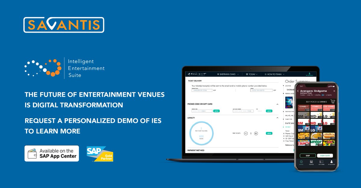 SavantisLLC's tweet photo. Next-gen intelligent software for #entertainment businesses is changing the game for cinemas & moviegoers! Request a free demo to learn more: https://t.co/4keSUC83Ny
#Savantis #SAP #omnichannel #CustomerExperience #digitaltransformation #cloudplatform #customerjourney #B2C https://t.co/WFhm1tZeTf