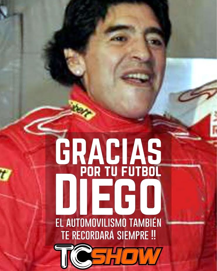 El fútbol llora a #Maradona ,el automovilismo también. Ahora serás libre Diego !!