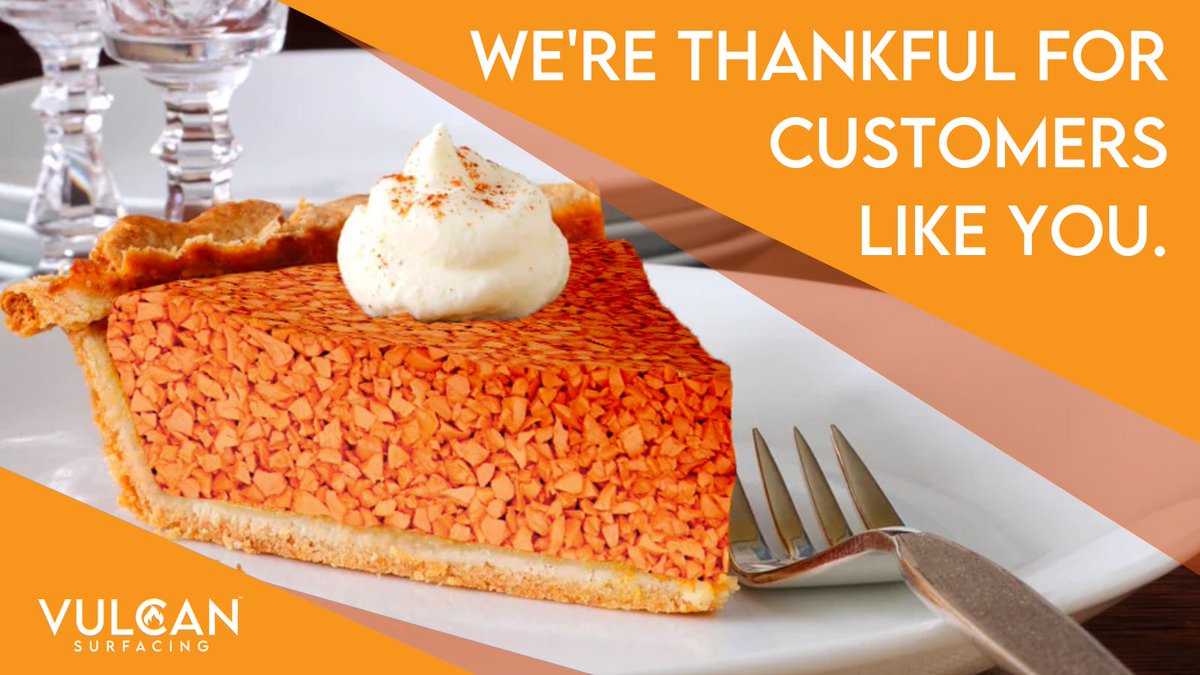 VulcanSurfacing's tweet photo. At Vulcan Surfacing, we're 🙏 thankful for customers like you! Your belief in what we do in offering decorative non-slip surfacing for #pool decks, patios, driveways, and more for the safety of our loved ones is what makes this all worth it. Here's to you! 🧡 Happy #Thanksgiving! https://t.co/dHIZYa2lBf