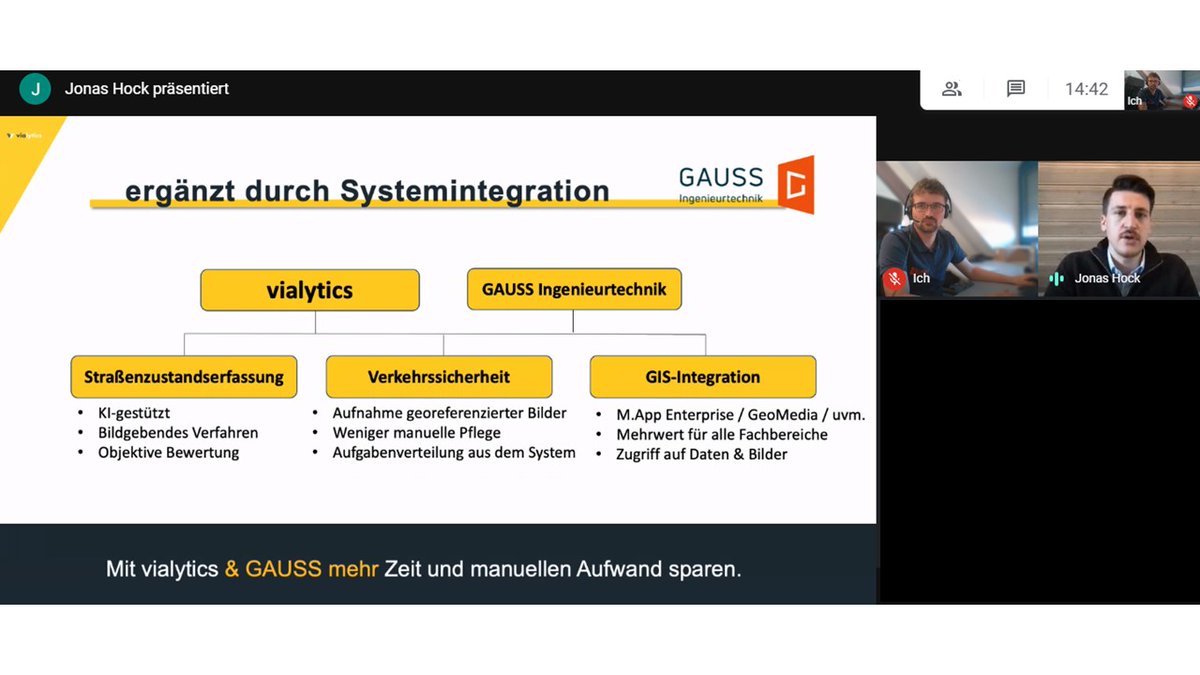 Heute haben unser <a href="/stefanrutka/">Stefan Rutka</a> und Jonas Hock von <a href="/vialytics/">vialytics</a> unseren Kunden gezeigt, welcher Mehrwert durch eine Integration der erfassten #Strassenzustand|sdaten in die Systeme #GeoMedia und #MAppEnterprise von @HexGeospatial erzielt werden können!