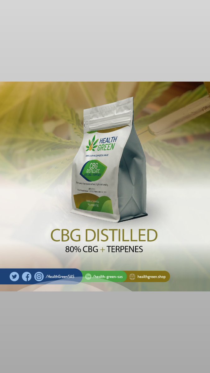 HealthGreensas's tweet photo. CBG Distilled  - Produced with Colombian Cannabis. #cbg #colombiancannabis #CannabisLegal https://t.co/kqe5qMf67v