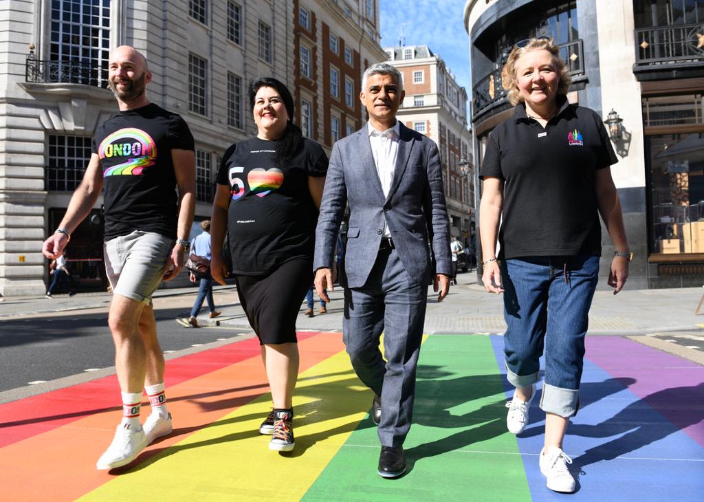 7/15. Westminster (July 5th 2019)Westminster installed their temporary  #RainbowCrossing just in time for  #PrideinLondon 2019 with thanks to the Mayor of London in partnership with Westminster Council on Regent Street.