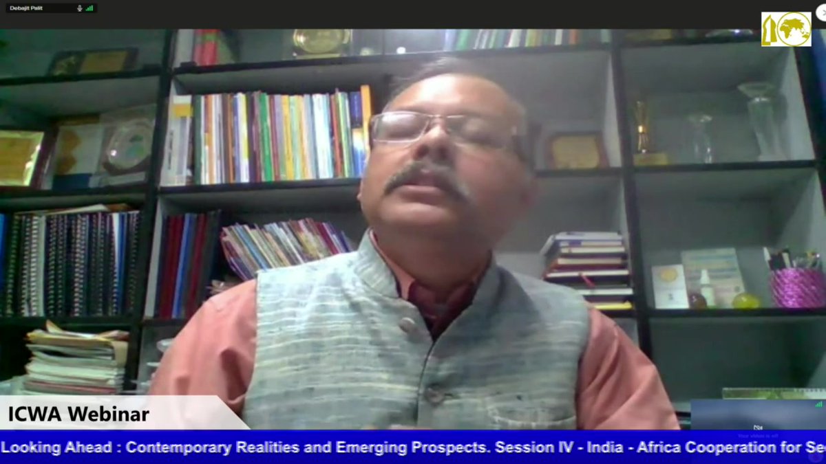 ICWA_NewDelhi's tweet photo. Session IV on India-Africa Cooperation on Energy, Environment, Food Security of #ICWAWebinar on Nov 25 was chaired by HHS Viswanathan, Fmr HC to Nigeria. Spkrs incl Theophilus Acheampog, Ghana, Caesar Cheelo, COMESA, Zambia, and  Debajit Palit, TERI. https://t.co/xZ0uXIBxGc