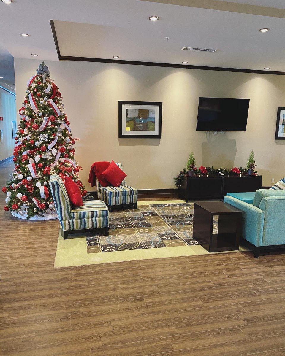 HIESpruceGrove's tweet photo. Huge shout out to our General Manager for  the awesome decorating skills! 😁🎄 Happy Holidays from our entire team here at Holiday Inn Express &amp; Suites Spruce Grove 🎁 #holidayinn #ihg #teamihg #ihgchristmas #holidays #happyholidays #christmas #newyears #hotel #sprucegrove https://t.co/SZuowQNN5G