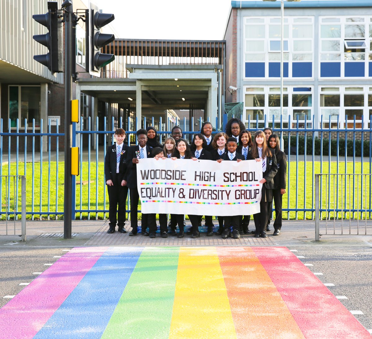 10/15. Haringey (February 5th & February 13th 2020)The 1st London borough to have a crossing outside of a school as part of  #LGBTHM There is another crossing on Wood Green High Road outside the VUE Cinema. Both are permanent additions in the borough.