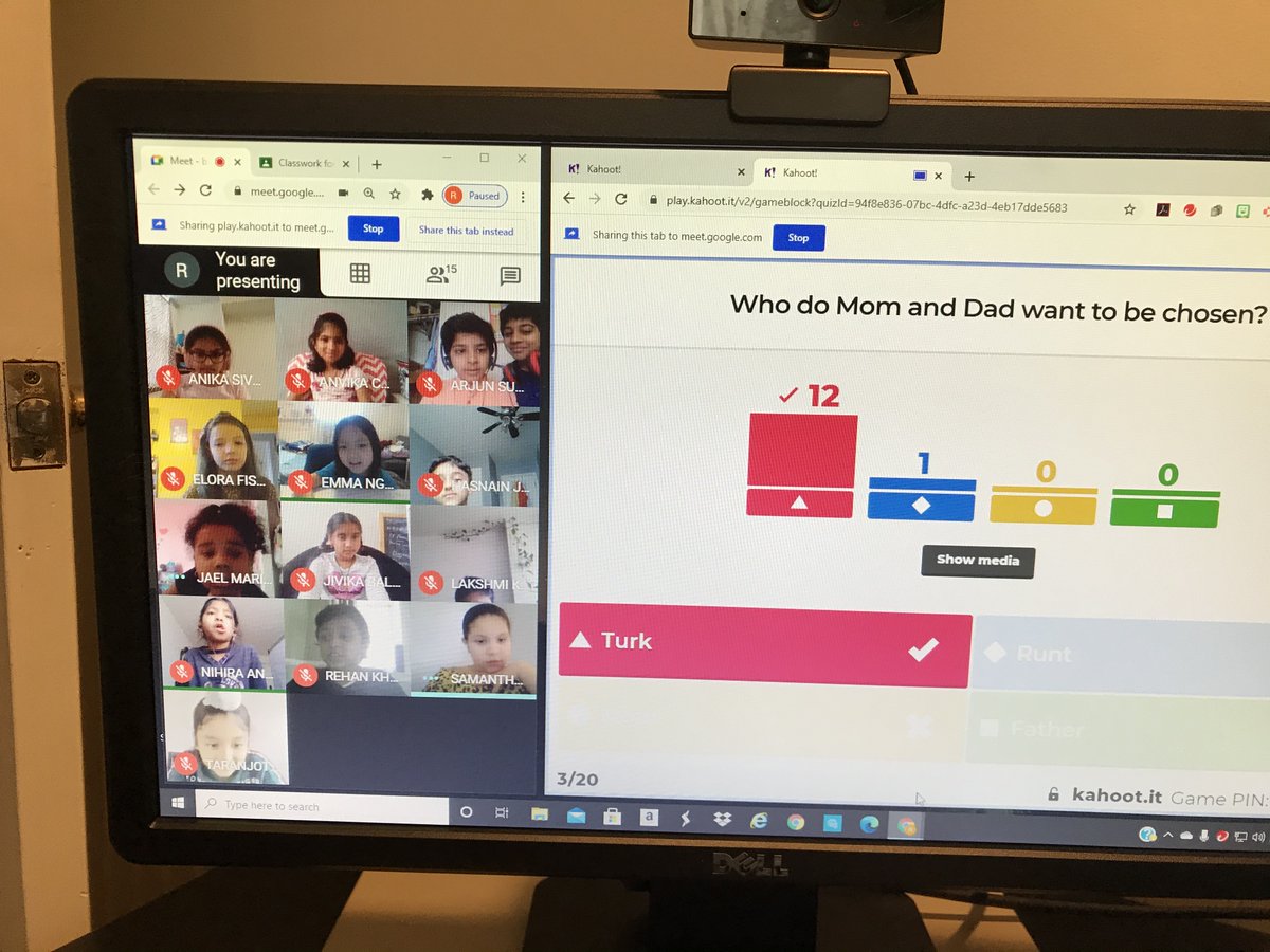 Playing Kahoot! while  reviewing our Thanksgiving story, Turk and Runt. <a href="/25Lafayette/">Lafayette Estates School #25</a> #HappyThanksgiving2020