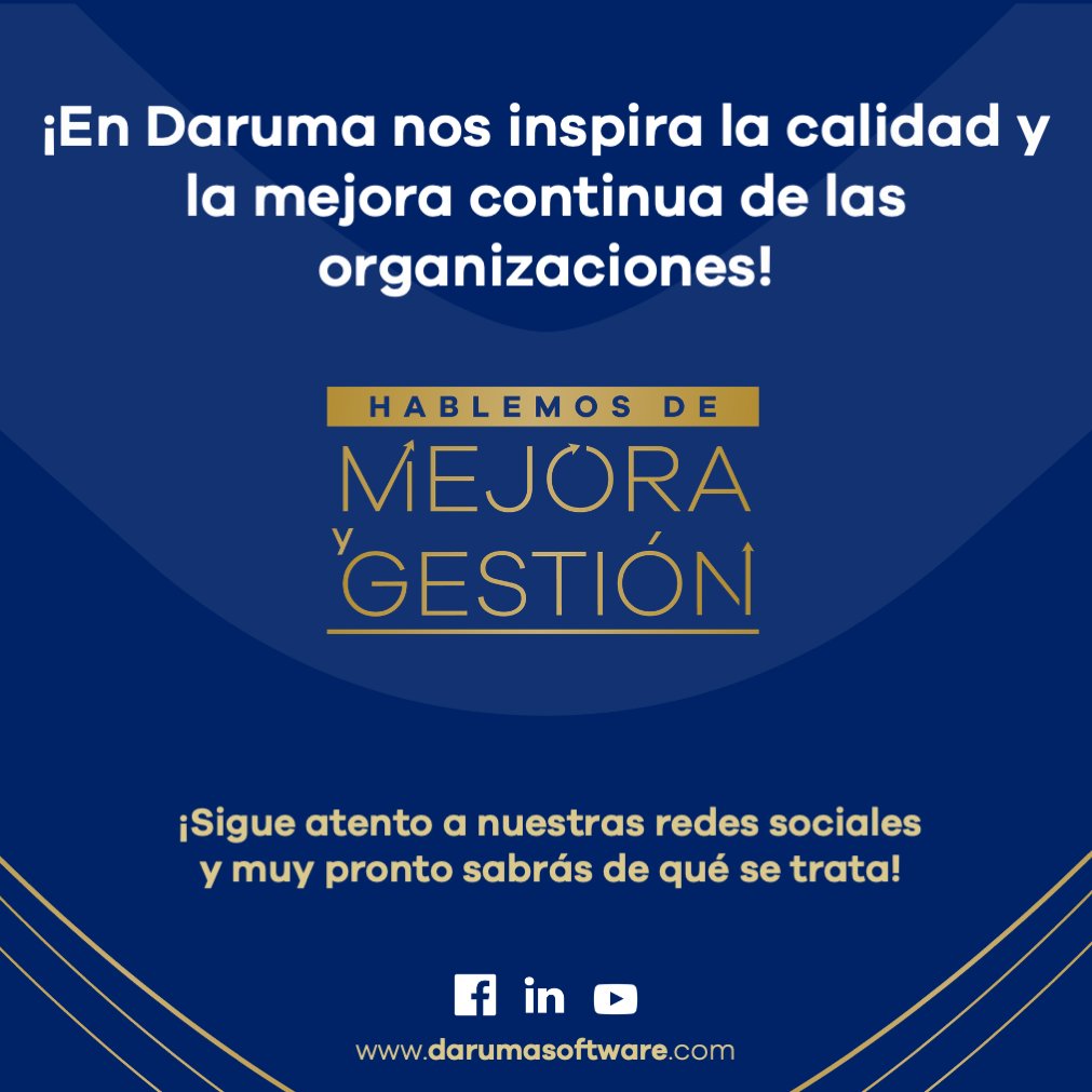 SoftwareDaruma's tweet photo. ✨En Daruma Software nos inspira la calidad. Muy pronto conocerás cómo cerraremos este 2020 en nuestro espacio de #hablemosdemejoraygestión 

Sigue atento a nuestras redes sociales y a nuestra web: https://t.co/sfMGv6dAEX

#gestióndecalidad #mejoracontinua #softwaredegestión https://t.co/sGsTLHWxwc