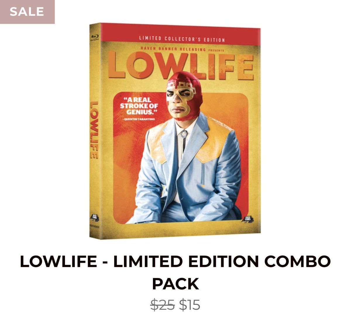 Lowlife - Limited Edition Combo Pack #BlackFridayDeals
"A real stroke of genius." - Quentin Tarantino

A fallen Mexican wrestler with serious rage issues, a just-out-of-prison ex-con, and a recovering junkie motel owner in search of a kidney = 
👉 bit.ly/LowlifeShopify