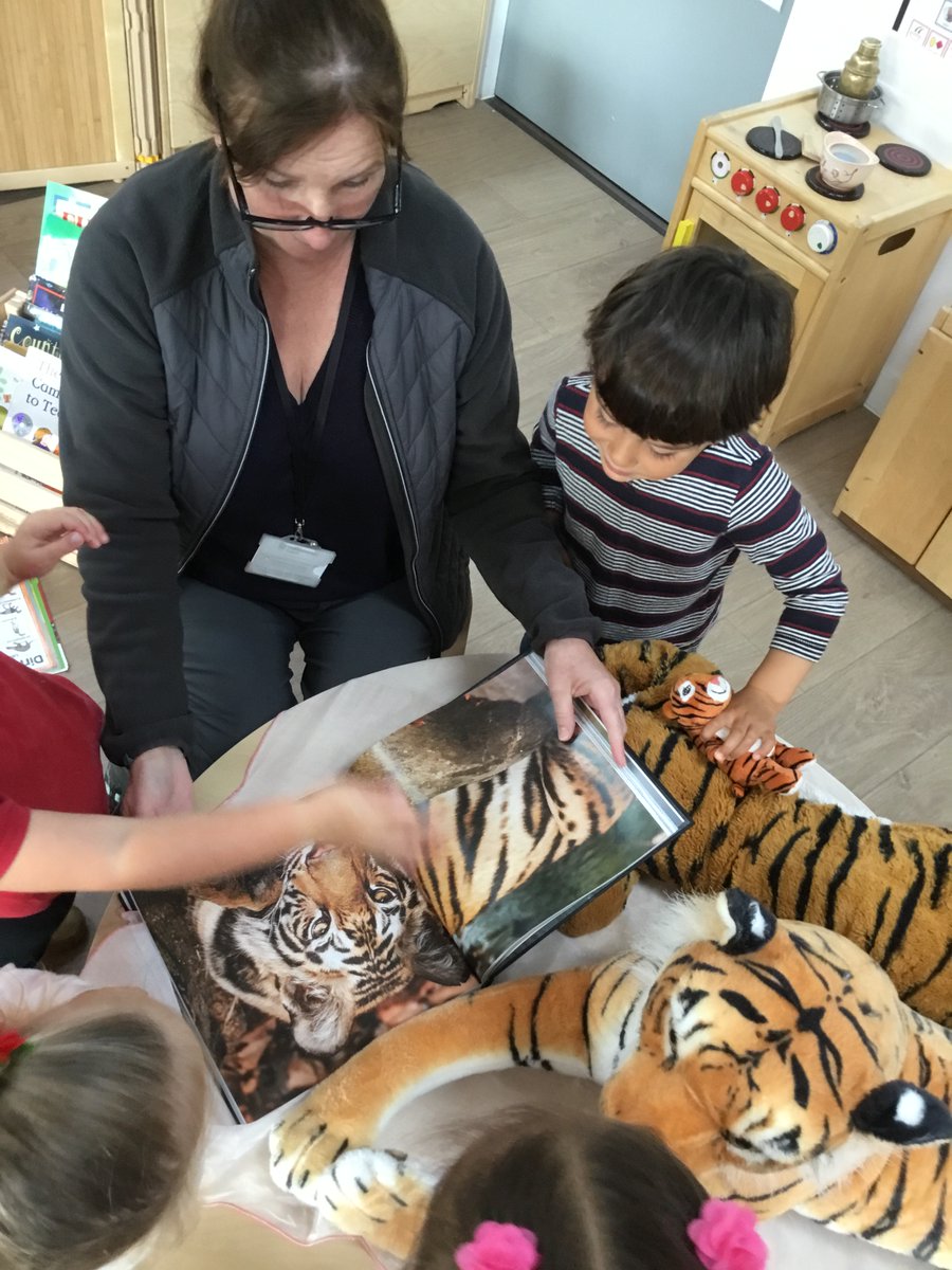 MenstrieELC's tweet photo. Learners in Ben Cleuch have shown a keen interest in the tiger who came to tea. This has led to lots of questions. “Where do tigers live?” “ What do tigers eat and drink ?” O’s theory is “ tigers drink milk from coconuts .” We can’t wait to start our research. @ClacksELC https://t.co/7UaoPft8kQ
