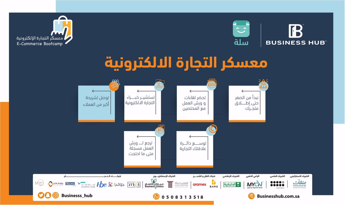 معسكر التجارة الإلكترونية 
كيف ممكن يخدمك؟🚀

احجز الآن مقعدك🔻
وابدأ تجارتك الإلكترونية صح!👌🏻

businesshub.com.sa/e-commerce

 <a href="/SallaApp/">Salla | سلة</a>  
 #حولها_على_التقنية