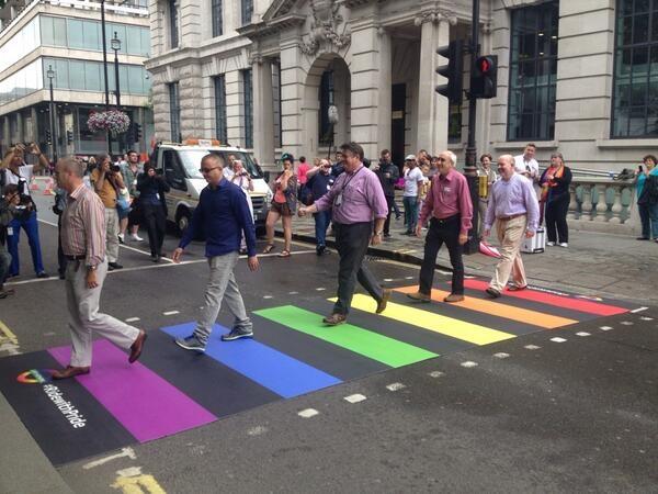 The first actual Rainbow Crossings came back in 2014 and was not done by a local authority but TFL.It was led by former Chair of TFL’s LGBT Staff Network,  @MartynLoukesThe crossings weren't permanent but popped up 3 times in 2014 for Pride in London, Gay Marriage and...