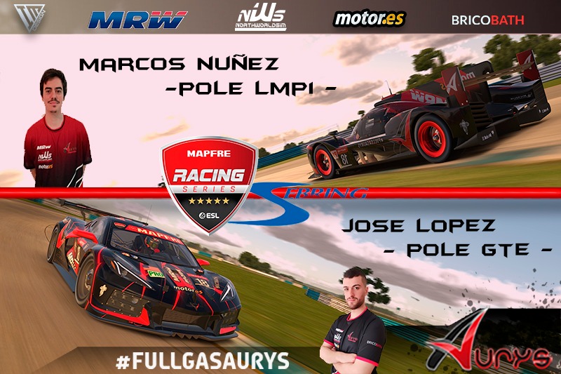 Aurys_Team's tweet photo. 🏁#RACEDAY🏁 #ESLRacingMAPFRE 
Nos vamos a la noche de Sebring, donde 2 de nuestros pilotos partirán desde la Pole en diferentes categorías. 
👤 @mcnunper LMP1
👤 @JoseLpz_95 GTE
Esta noche, a las 22:00 en el canal de Twitch @MundoGT
¡Suerte a todos! 
@eSportsMAPFRE @ESLspain. https://t.co/ibVDK2wtPB