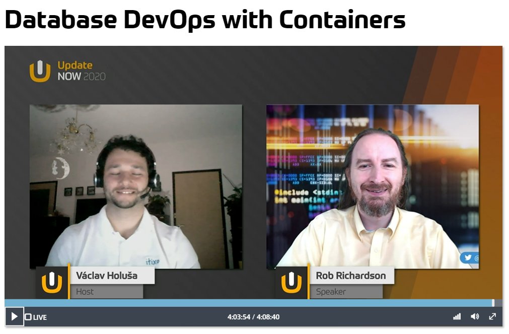 update_conf's tweet photo. Wrapping up our third day with a talk about Database DevOps with Containers by @rob_rich, and Azure Durable Functions by @dvroegop. #UpdateNow2020 https://t.co/EUHO43ewXd
