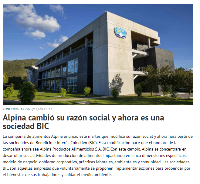 NicolasUribe's tweet photo. Estamos contentos de haber podido acompañar a @Alpina para que pudiera transitar hacia una sociedad BIC. En la  @camaracomerbog tenemos la asesoría que las empresas puedan necesitar para lograrlo. https://t.co/LpQYbzkGwh