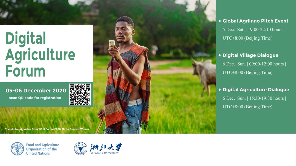 FAOeagriculture's tweet photo. Register now for #FAO "Digital Agriculture Forum", a common space for innovative digital solutions & business models on 5-6 Dec
Register https://t.co/R1Wwts0hLk
More info 👉https://t.co/irtbR8unMk
#AgInnovation #DigitalAgTransformation #HackAgainstHunger #AgriInnoChallenge https://t.co/fDANoYs6hA