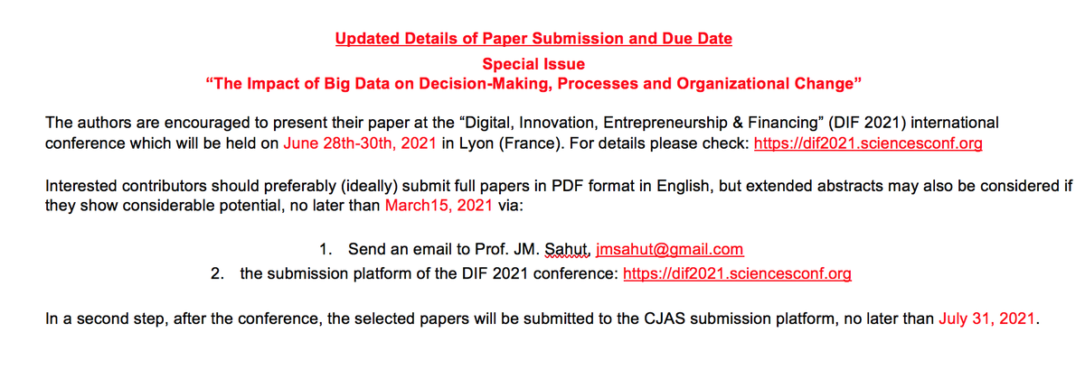 canjadmsci's tweet photo. Due to continued #COVID-19 disruption, we have decided to extend the #SpecialIssue submission deadline: 
“The Impact of Big Data on Decision-Making, Processes and Organizational Change”.
 For further details please visit: https://t.co/9r1lLgTxrD https://t.co/E7gDVLH8nu