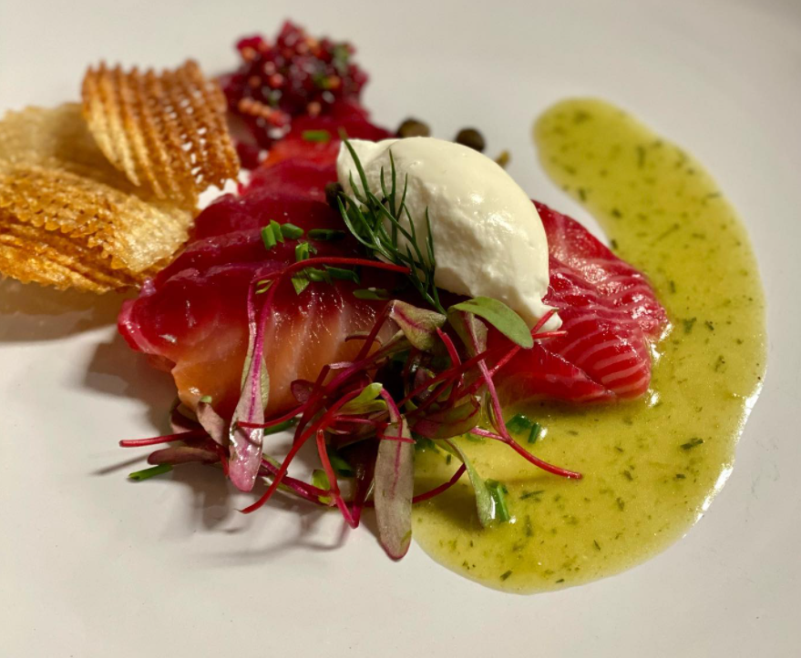 This pairing of Beetroot Cured Salmon Carpaccio with Lemon Vinaigrette and Pommes Gaufrettes with Mixed Ferm Saison was incredible Thanks Fat Calf! - fatcalfbrasserie.com

#shreveport #eat318 #pressplaySB