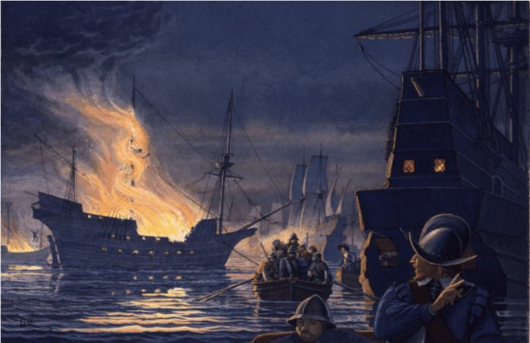 La expedición de apoyo a los católicos irlandeses se estaba preparando en Cádiz pero los ingleses estaban advertidos, así que una flota inglesa bajo el mando del almirante Howard atacó Cádiz, destruyendo varios navíos en el puerto y obligando a retrasar la empresa.