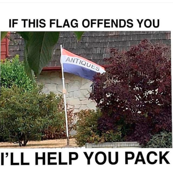 This is a symbol of my homeland: cheap furniture, traditional design principles, ceramic clowns-this means💥GOD💥 and 💥FAMILY💥All things that ANTIFA/CCP hate! #StandwiththeFlag #BacktheBlue #HoldTheLine and reject #MidcenturyModernism