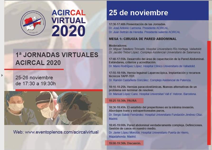 HaydeeCalvocg's tweet photo. Empezamos! #ACIRCAL #virtual2020 @mtolet11 @Curro_Blanco @FueyoF @aecirujanos @AecPared @StcuaeC @aecformacion https://t.co/E8SUqD8QTH