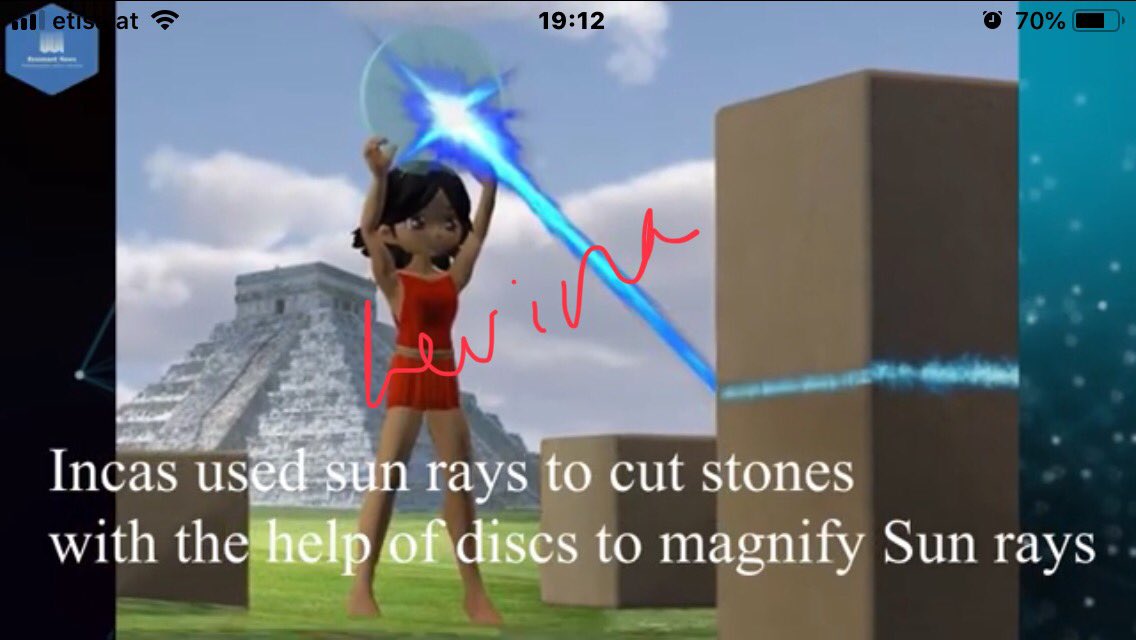 Since the metallic surface is reflective the rays wr being reflected (opposite to what’s shown in the pic below) on to the stone around the object— possibly for construction. There’s more proof of this which I hd posted in my video (linked in the 1st tweet in this thread). Cntd