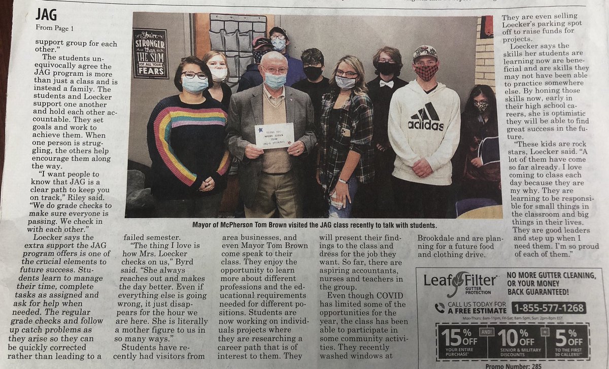 CoachLoeck's tweet photo. Thank you @mamalaughsagain with McPherson News Ledger for this write up about our program! @JAG_Kansas @jagkceo @MHSJAGK https://t.co/qZXXzI3wpR