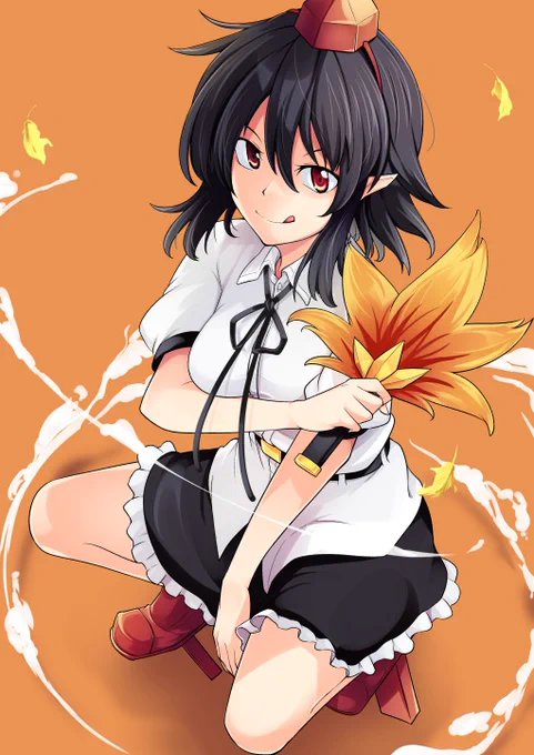 紅葉を散らす天狗 