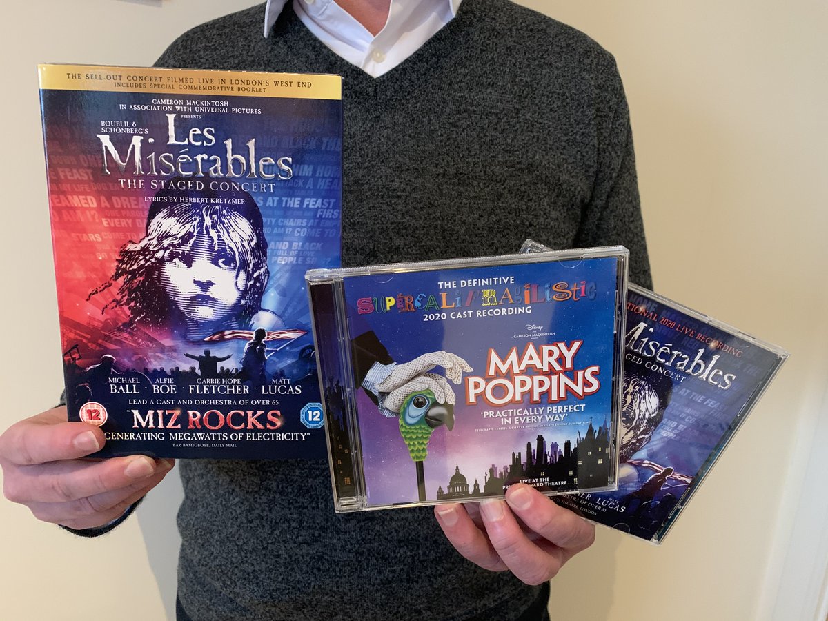 madetourism's tweet photo. Thank you to our friends @CamMackLtd who have sent us some goodies which are available to buy now from Amazon and other music providers. 
The new production of @lesmisofficial is planned to return to the West End as early as possible next year.
#LesMiz @MaryPoppins https://t.co/RMv4SF9QNN