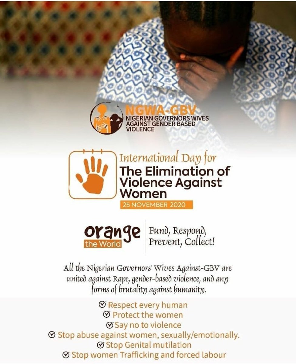 RaiseFDN's tweet photo. We join Nigerian governors wives against gender based violence @ngwa_gbv to speak up against rape,sexual violence and all forms of injustices against women at all levels..
We say #EndTheViolence #EndTheAbuse
#NoToRape and #NoToFemaleGenitalMutilation
#16daysofactivism https://t.co/hCBclHYwOk