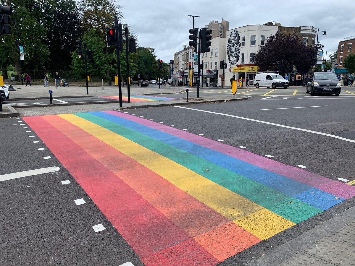 8/15. Lambeth (August 16th 2019)The final crossing of 2019 laid 2 permanent crossings at the site of the UK's first LGBT centre on Railton Road opposite Brockwell Park. The road was installed on Madonna’s 61st birthday and that in itself deserves a honourable mention!