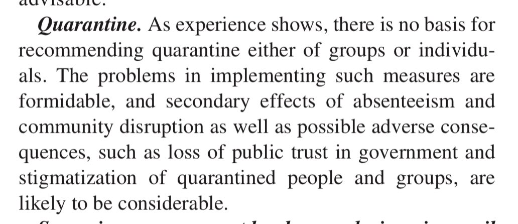 The loss of public trust, predicted by  @T_Inglesby & D.A. Henderson (who eradicated smallpox) as a potential outcome of sweeping, restrictive measures like mass quarantine, has the potential for massive (current and downstream) societal impact https://www.aier.org/wp-content/uploads/2020/05/10.1.1.552.1109.pdf