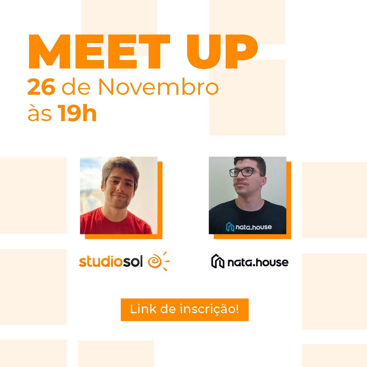 studiosol's tweet photo. Se você curte o mercado de tecnologia, já se prepara:

No dia 26 de novembro de 2020, às 19h, vai rolar um Meet Up com o Artur Bani, desenvolvedor front-end da Studio Sol, e com o Matheus Almeida, desenvolvedor da https://t.co/QYEHidyPf0! ✨ https://t.co/dYKawZ2QPm