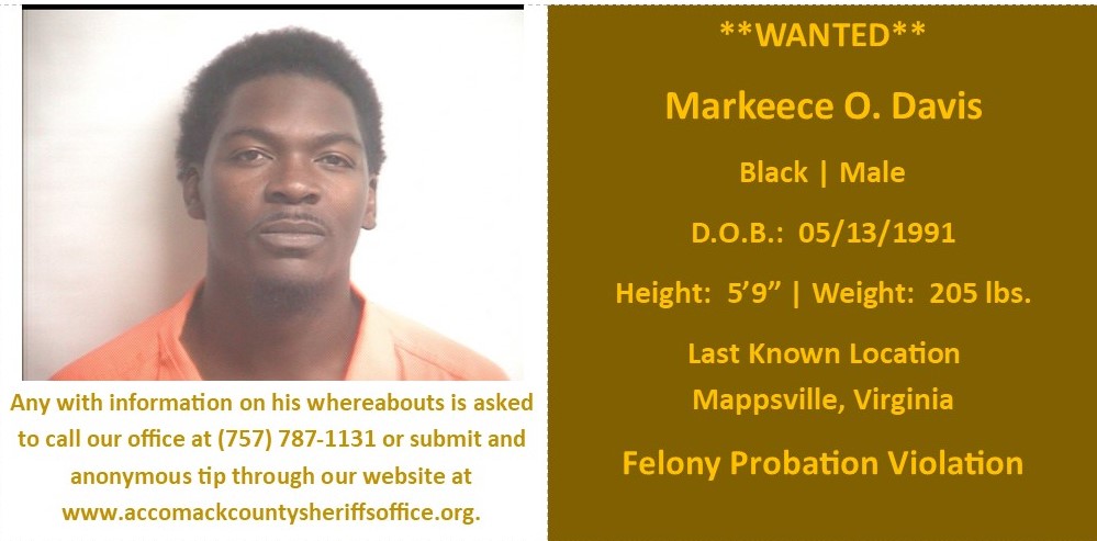 accomackso's tweet photo. The Accomack County Sheriff’s Office has warrants on this subject for felony probation violation.  Anyone with information on his whereabouts is asked to contact our office.  Thanks in advance for your help.  #WANTED https://t.co/s96cc0i75E