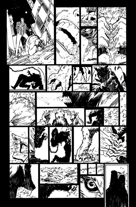 Since it's been a bit...here's some inked pages from last month's Angel &amp; Spike #15! I love werewolves... 