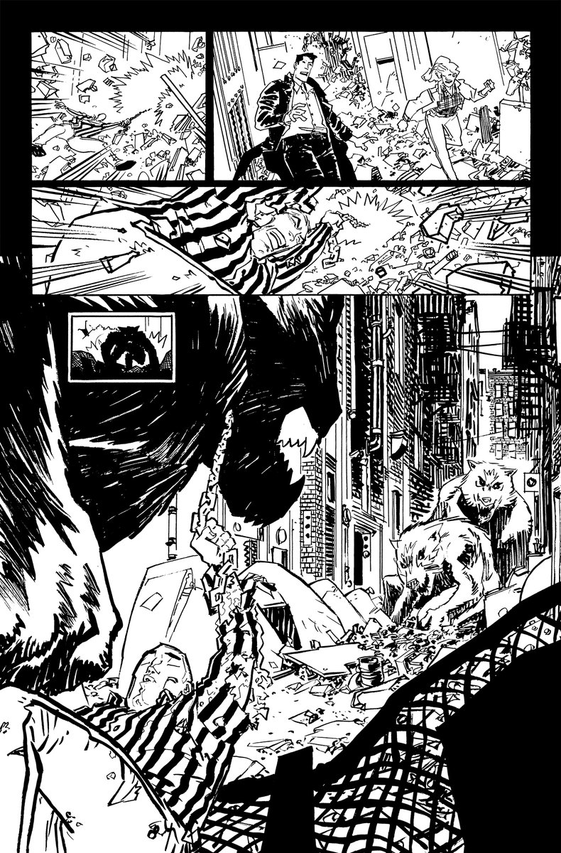 Since it's been a bit...here's some inked pages from last month's Angel &amp; Spike #15! I love werewolves... 