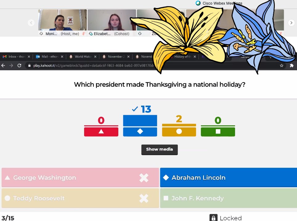 MrsMGoncalves's tweet photo. Taking time to be #thankful and appreciate one another #socialemotionallearning while still learning history  and having a great time! with @getkahoot @HISTORY #SEL 
 @LHS_NJ @LindenSchoolsNJ @LindenSupe @LPS_SSD @NJEA #TeachersLeading @LearnForwardNJ @LPS_StuServices @LEASSN https://t.co/kbNfDvYk5I