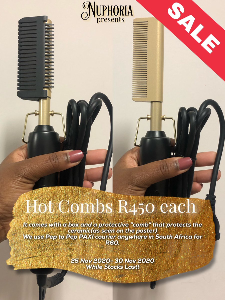 nuphoria_co's tweet photo. SALE ALERT🚨 
Remember, while stocks last!
#blackfriday #hotcomb #GirlzTalkZa #girltalkza #girlsbuyza #wigs #naturalhairza 
Please Retweet https://t.co/kszqsovHXk
