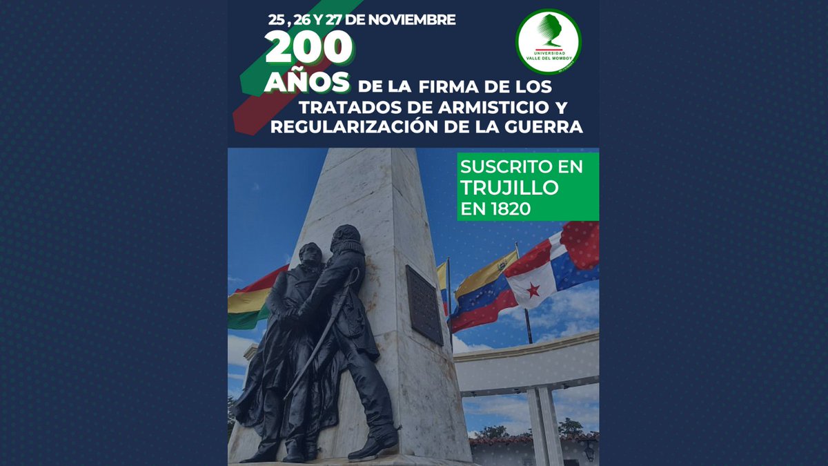 Del #25Nov al #27Nov se conmemora el bicentenario de los Tratados de #Trujillo y del abrazo entre El Libertador Simón Bolívar y el Gral. en Jefe del Ejército del Reino de #España Pablo Morillo.Creándose así el 1er antecedente del Derecho Internacional Humanitario #FelizMiercoles