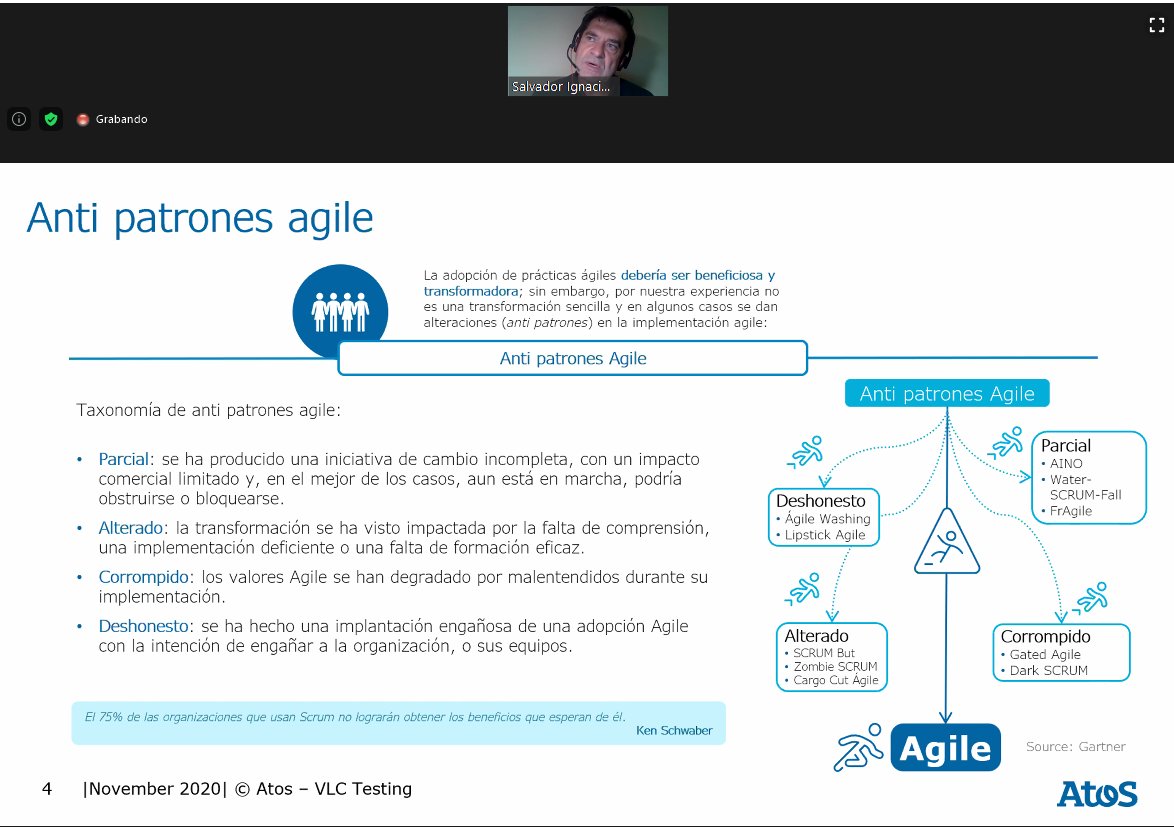 yol_ta's tweet image. #VLCTESTING20 &quot;ATOS TESTING. UNA APROXIMACIÓN HOLÍSTICA Y SU IMPACTO&quot;. Anti Patrones Agile, afectan al Testing #CODEON