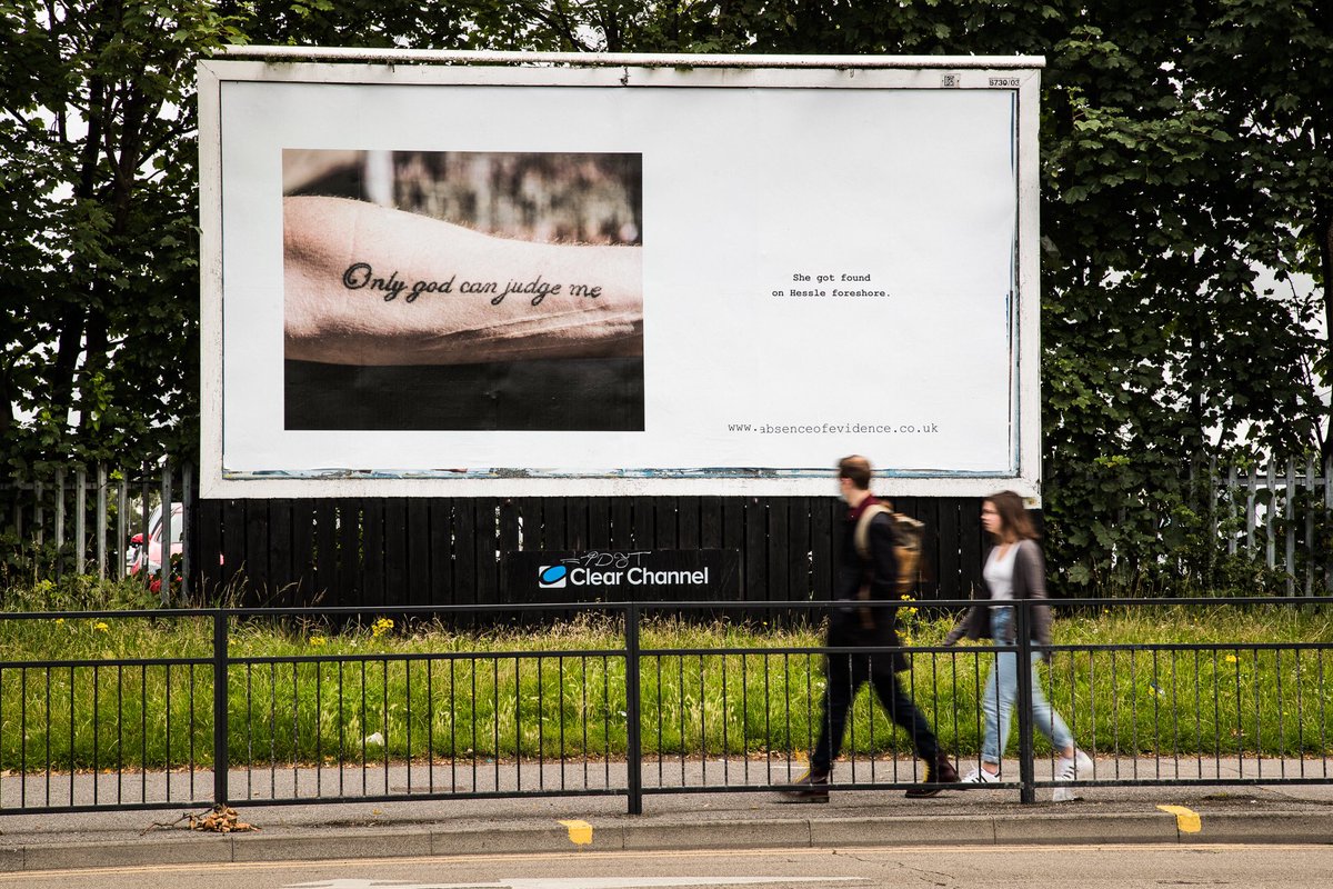 HenryBraggArt's tweet photo. We just won an award! ‘Absence of Evidence’ our collaboration with @UntoldStoryHull has just won best Not for Profit in @TheDrum OOH awards. Thanks to @EvolveOOH @CraftyTweeters @lankellychase #absenceofevidence #thedrumawards #OOH https://t.co/4qgFjxBkb2