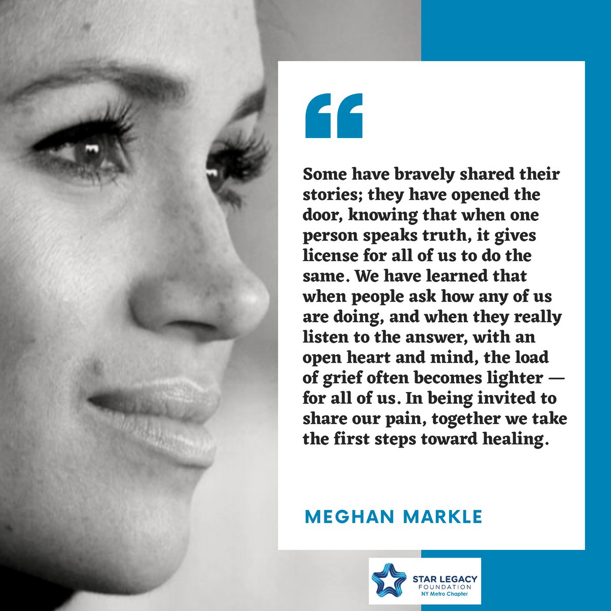 StarLegacyNYM's tweet photo. Breathtaking reflection from Meghan Markle on grief after her miscarriage. ❤️

"When people ask how any of us are doing, and when they really listen to the answer, with an open heart and mind, the load of grief often becomes lighter — for all of us."
 https://t.co/IuTnJ4IgS4 https://t.co/42OucDmg9U
