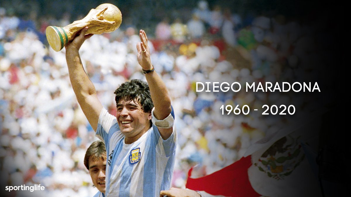 SLSport_'s tweet photo. BREAKING: Diego Maradona, one of the greatest footballers of all time, has died at the age of 60. https://t.co/M83xCzkVVh