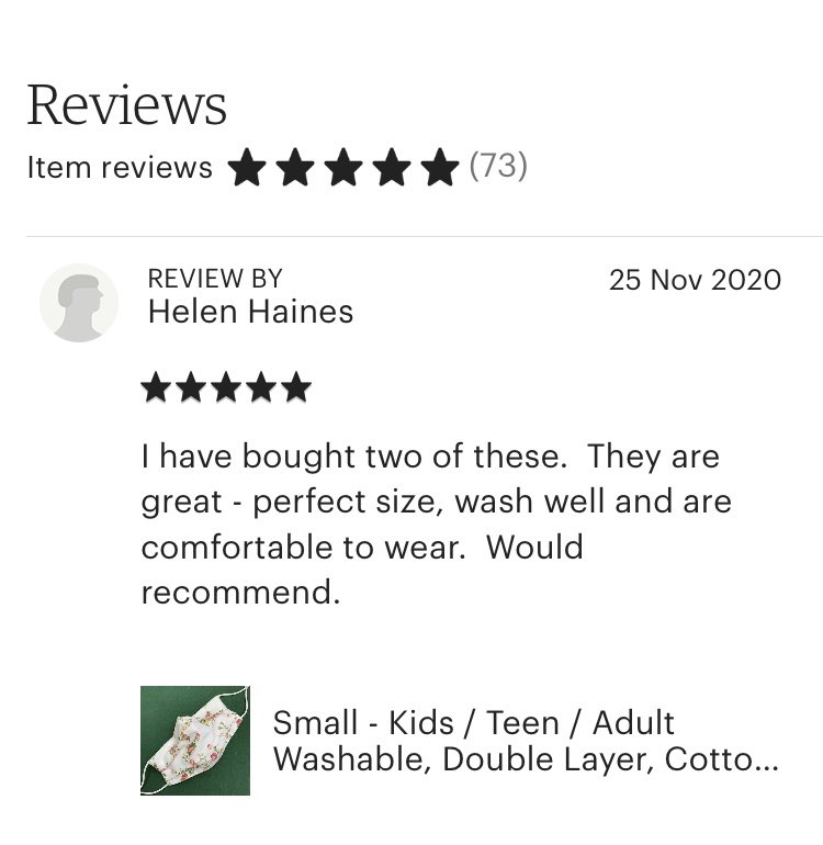 SewingSeaside's tweet photo. Another great review from a lovely customer! โญ๏ธ
All masks are designed & made with both safety and comfort in mind.
For the full range, please visit https://t.co/RC2bkocW17
#facemasksforsale #etsy #etsyhandmade #handmadefacemasks https://t.co/l8zgK7wONj